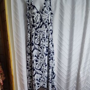 Talbots Navy and White Floral Maxi Dress